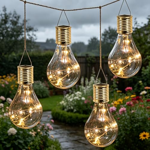 CHENBOOW Solar Glühbirne 4 Stück Solarlampen Für Außen Garten Solarleuchten Ersatzteile LED Solar Glühbirnen Solarleuchten Ersatz Glühbirnen Wasserdicht für Gartenleuchten Solarlaterne DIY Deko