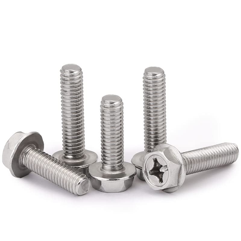 Image of Rely⇒VP INDUSTRIES (Pcs-25) M6x12 mm Hex Phillips Flange Head Screw | Hex Phillips Flange Bolt for Joining Wood Boards, Kitchen Worktops, Cabinets, Cupboards,Chairs & Beds