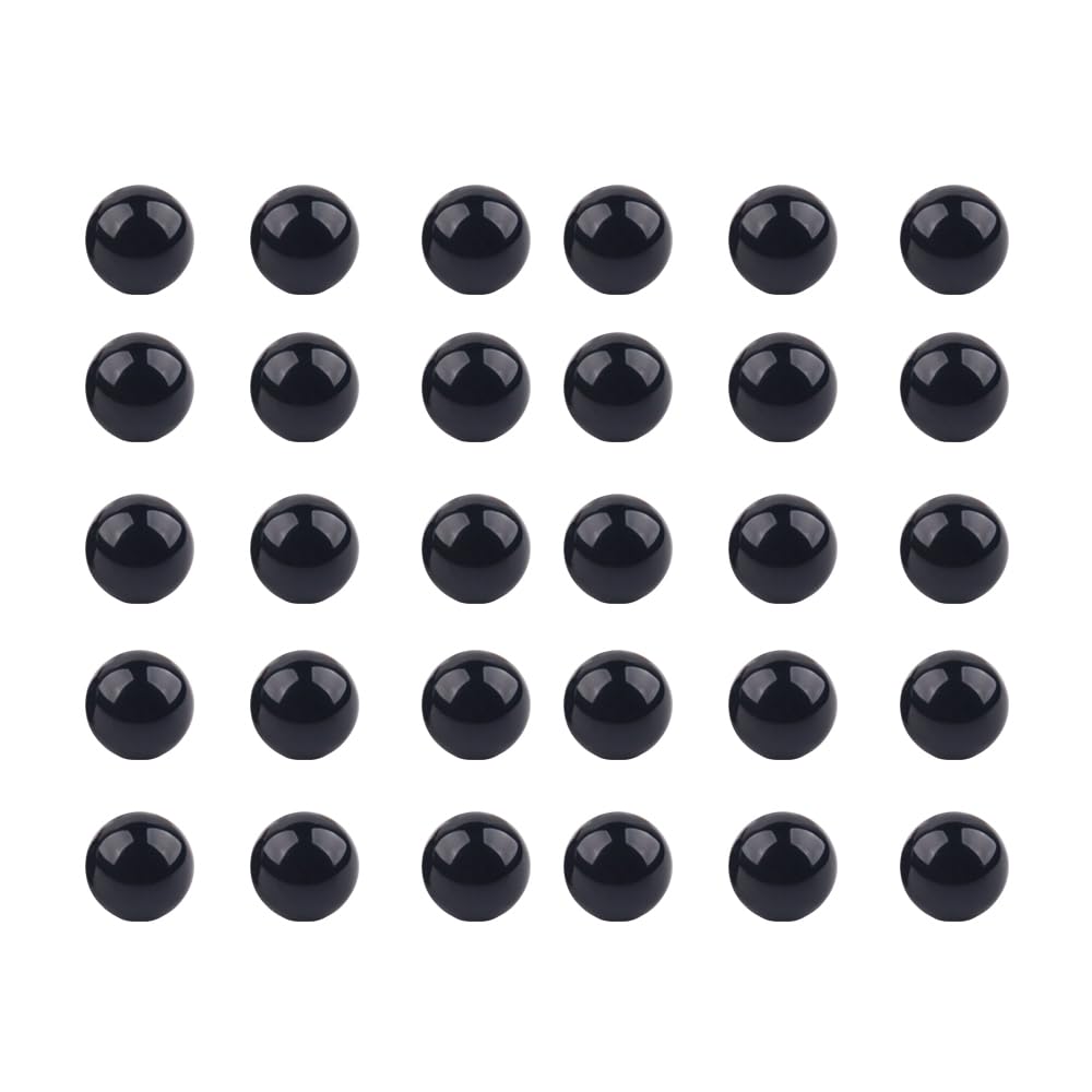Leliafleury 30Pcs Round Pearl Sewing Buttons 10mm Resin Pearl Decoration Buttons for Clothes Sewing DIY Craft Projects, Black