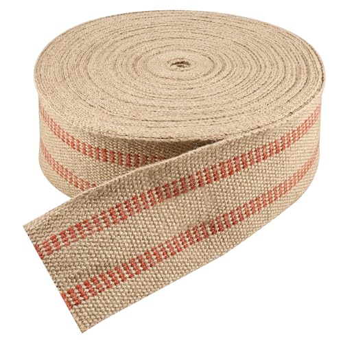 Image of YaeCCC Jute Webbing,Upholstery Webbing for Chair,3.5 inchx33Yd Upholstery Strap | 100% Jute Web Heavy Duty for Burlap Upholstery,Chair Repair&Crafts(Red Stripe)