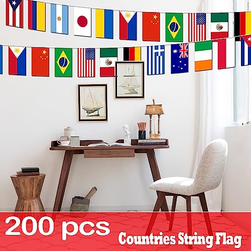 Image of Premium Quality 190Ft 200 Countries String Flag - Vibrant International Bunting Banners Perfect for Party Decorations, Bars, Sports Clubs, School Festivals, Celebrations