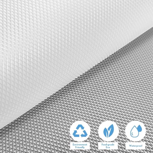 Image of DecorTwist Pre-Cut EVA Shelf Liner Mat Set of 4 (50x30 cm) Waterproof Anti-Slip Cabinet Drawer Mat for Kitchen, Fridge & Wardrobe | BPA Free Washable Reusable White