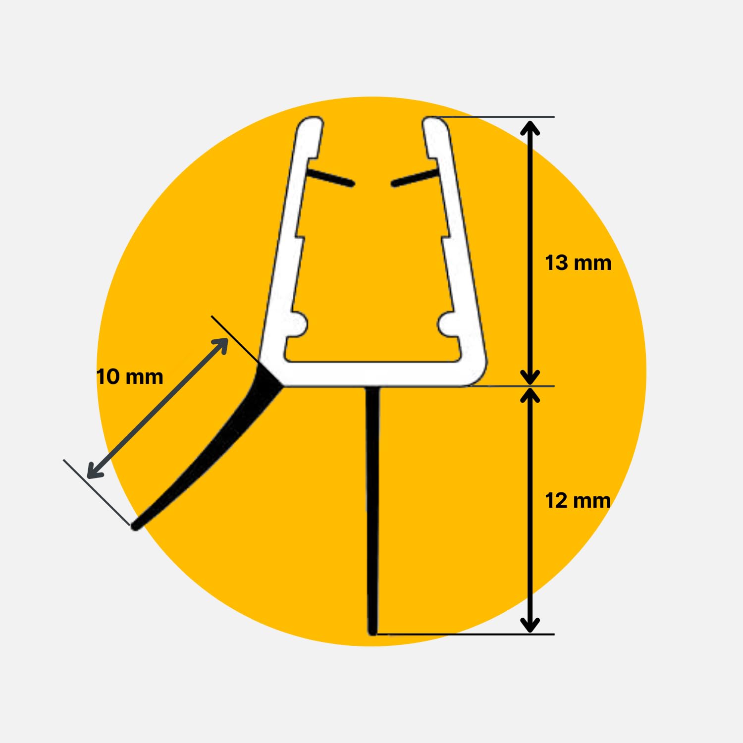 Guarnizione Box Doccia Orizzontale - Per Vetri 6mm/8mm, Con Aletta Morbida, Made In Italy