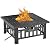 VECELO Propane Fire Pit, 30 Inch Outdoor Gas Fire Table, 50,000 BTU Square Firepit with Lid and Lava Rock, Adjustable Flame Steel Fire Table for Outdoor, Patio, Backyard, Party, Black