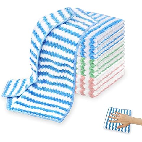 Microfiber Cleaning Cloth Absorbent Kitchen Towels Dish Cloths Washable 10 Pack 12×12in Reusable Cleaning Rags for Car Gardens Kitchen Hand Glass Windows Mirrors No Odor Cover