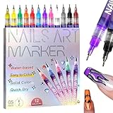 12 FARBEN 3D NAGELLACK STIFT SET,NAGELLACK STIFTE FÜR NÄGEL, DIY LINE NAIL ART MARKER, SCHNELLTROCKNENDE 3D NAIL ART PEN FÜR DIY NAIL ART, ZEICHNUNG, SCHÖNHEIT