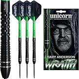 Unicorn Steeltip Dartpfeile Set | Gary 'The Flying Scotsman' Anderson Phase 6 | Wraith | 90% Tungsten Barrels | Durable Stunning Ultrafly Flights | Noir Black Volute Points | 22g