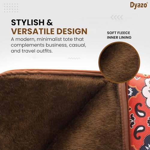 Image of Dyazo 15-15.6 Inch Stylish Laptop Sleeve | Handcrafted Jute & Vegan Leather Case with Zipper | Lightweight and Durable Laptop Bag for Work, College & Travel for Woman