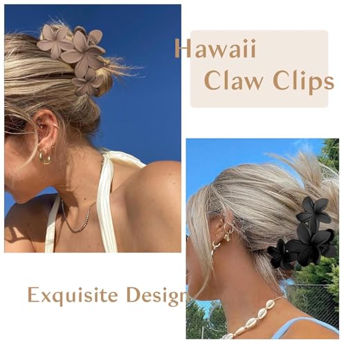 Image of 4Pcs Korean Fashion Flower Matte Hair Claw Clip for Thick & Thin Hair Strong Hold Hair Clutcher Hair Accessories Clutches for Women & Girls