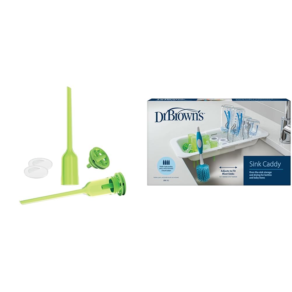 Dr. Brown's Options+ Replacement Vent Kit, Narrow, 2-Pack + Dr. Brown's Sink Caddy for Baby Bottles and Parts Over The Sink Kitchen Storage, Drying Rack, and Organizer, BPA-Free