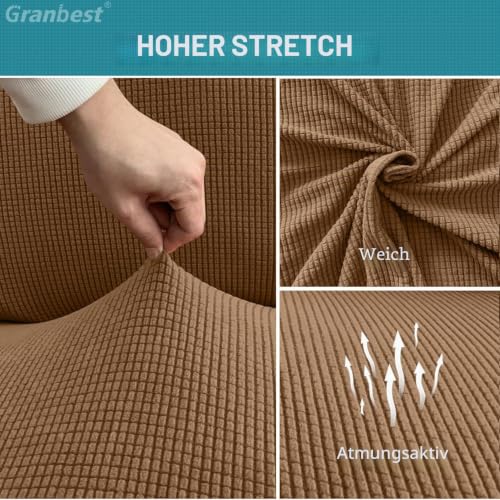 Granbest Hohe Dehnung Stuhlhussen, Universelle Passform Jacquard Esszimmerstühle Bezüge, Abnehmbare Stuhl Protektors für Esszimmer, Küche… – Ansicht 3