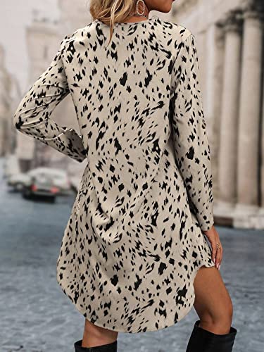 Image of OM SAI LATEST CREATION Western Dress || Rayon All Over Leopard Printed Western Dresses for Women || Roll Up Sleeve & V-Neck A-Line Dress || Summer Short Dresses for Women.