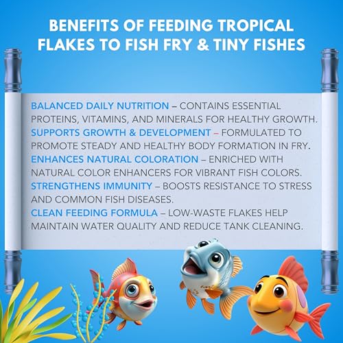 Image of Tropical Flakes 25g Fish Food with 52% Protein for Guppy,Betta Fish,Guppy Fries,Tetra and All Types of Tropical Fishes