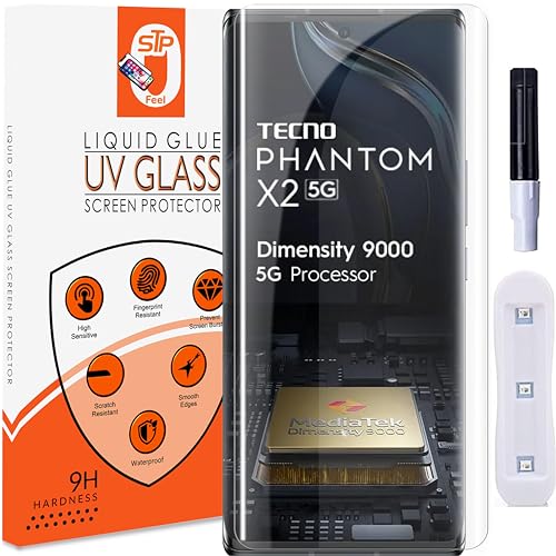 Image of UV Premium Tempered Glass Screen Protector Guard Compatible For Tecno Phantom X2 / Phantom X2 Pro (6.8 Inch, Pack of 1) Full Adhesive UV Curved Case Friendly HD Clarity
