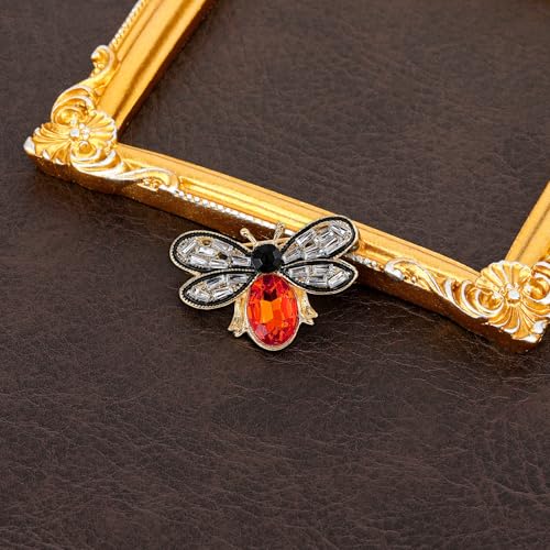 Image of Bee Brooch Pin, Honey Bee Rhinestone Pins Vintage Crystal Insect Themed Lapel Pins Stylish Accessories for Women Men Party Dating Daily