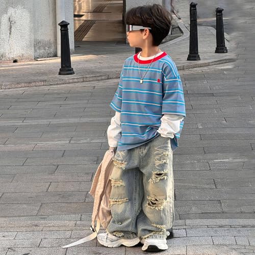 Trendy Boys Pants Street Style Ripped Denim Long Trousers for Kids Casual Wear Suitable for Spring and Summer4