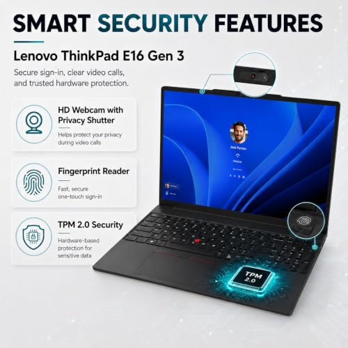 Image of Lenovo ThinkPad E16 16 WUXGA Laptop Computer, 32GB DDR5 RAM, 1TB PCIe SSD, AMD Ryzen 5 230 6-Core Processor (Beat i7-1355U), WiFi 6E, Backlit KB, Fingerprint, Numeric Keypad, Win 11 Pro, Black