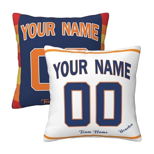 Personalized Baseball Throw Pillow Covers with Any Name and Number Custom Gifts for Men Women Boy Room Decor Houston