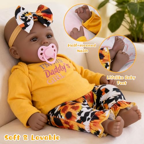 EKOKIZ Muñeca Reborn Africana 18 Pulgadas con Atuendo miniatura 3