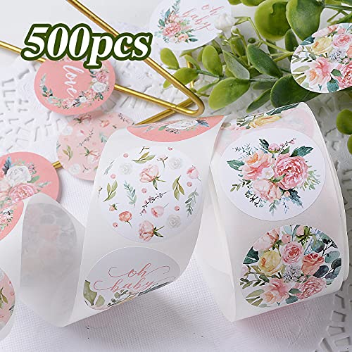 500 pz Adesivi Etichette Fiore Autoadesive Rotonde...