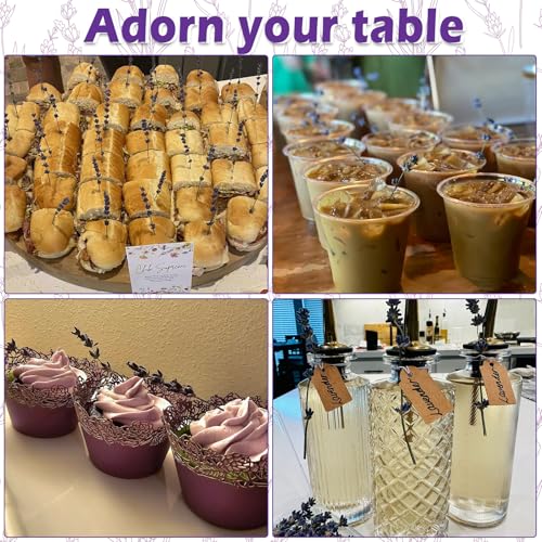 Image of 130+ Edible Lavender Sprigs for Cake & Cocktails Garnish, 2oz (57g) Whole Dried Lavender Stems - Culinary Herb for Tea, Baking, Desserts, DIY & Artistic Crafts