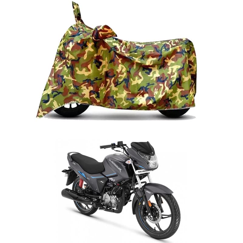 Image of Waterproof 100% PVC Coated Bike Scooty Two Wheeler Body Cover Compatible for Hero Glamour Xtec BS6 /UV-Rays /Heat Protection /Birds Dropping /Scratchproof /Dust Proof [6X6 Jungle Print]