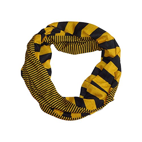 Tickled Pink Women's Game Day Stripes Infinity Scarf, Black/Gold, 10x31 Loop Tickled Pink Women's Game Day Stripes Infinity Scarf, Black/Gold, 10x31" Loop