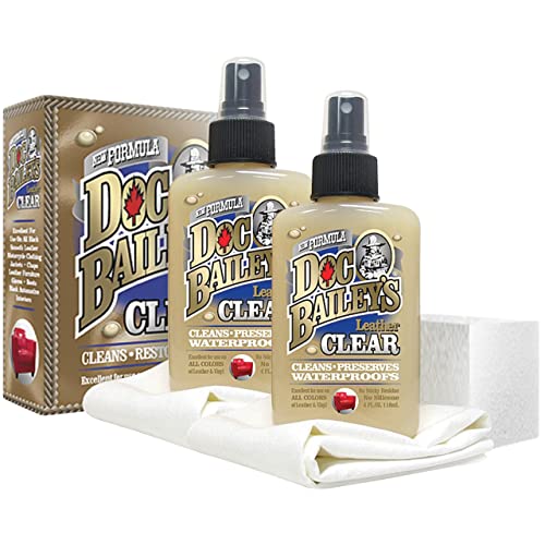 Doc Bailey's Leather Clear - Leather Conditioner, Cleaner & Waterproofer - 3-in-1 Protector for Couches, Car Seats, Boots, Handbags, Saddles & Furniture - No Color Change Kit 4oz, Pack of 2