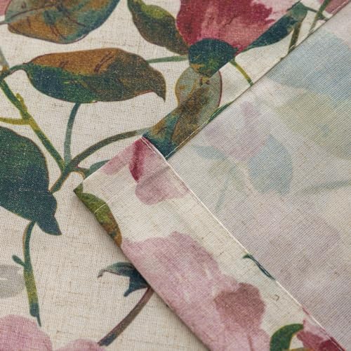 ALIGOGO Cottage Linen Pink Botanical Curtains - 54 Inch Length, 2 Panels, Semi-Blackout Pattern for Bedroom Dormer Window - Image 6