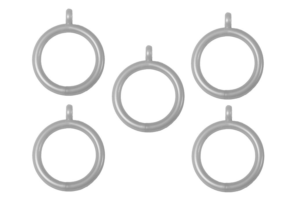 Merriway BH03229 (8 Pcs) Plastic Curtain Drapery Pole Rod Rings with Fixed Eye, Inner Diameter 25mm (1 inch) Outer Diameter 32mm (1.1/4 inch) Silver Grey - Pack of 8 Pieces
