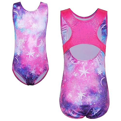 XFGIRLS Girls Gymnastics Leotards Kids Sleeveless Ballet Dance Fancy Biketards Dancewear Bodysuits Tumbling Outfit 5-6