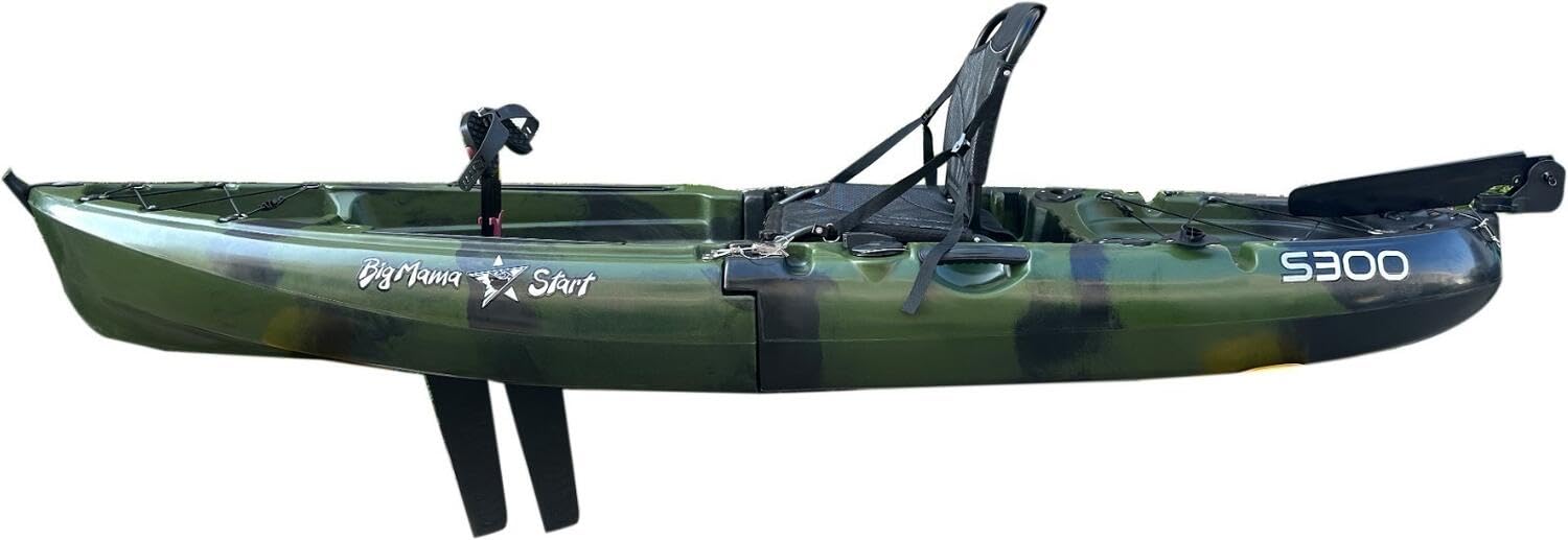 Canoa divisibile da pesca Big Mama Start S300 fishing con propulsione a pinne, timone, seggiolino in alluminio e pagaia