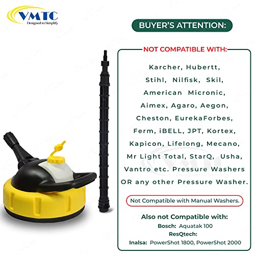 Image of VMTC Patio Cleaner Brush High Pressure Washer Accessory Compatible with Bosch Aquatak & AQT Pressure Washer Gun
