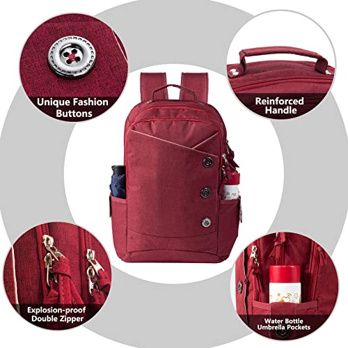 KINGSLONG-Laptop-Backpack-for-Women-156-inch-for-High-School-University-Travel-Work-Waterproof-Red