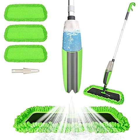 Aiglam Spray Mop, Floor Mop,Microfibre Mop with 3 Free Reusable Microfiber Pads Multi Mop with Refillable Bottle for Hardwood Floor, Wood, Laminate, Tile (300ml(Green)) Cover