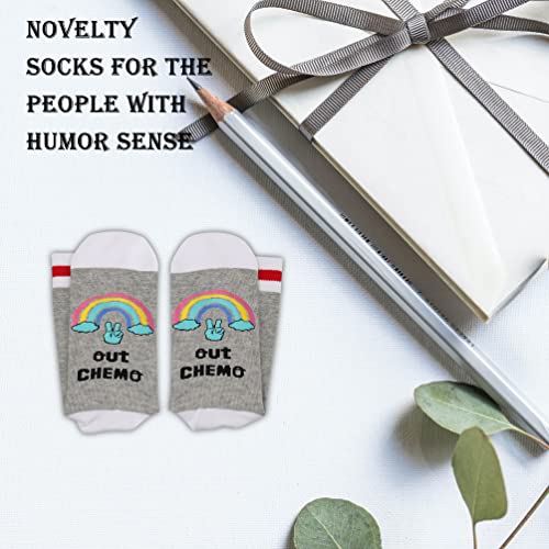 GJTIM 2 Pairs Women Peace Out Chemo Last Day Of Chemo End Chemotherapy Cancer Novelty Battle Cancer Gift Socks4