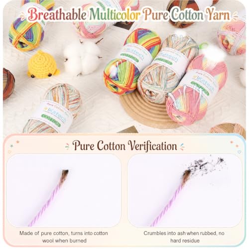 Image of Katech 1OO% Variegated Cotton Yarn for Crocheting-2 Sport Weight Baby Yarns