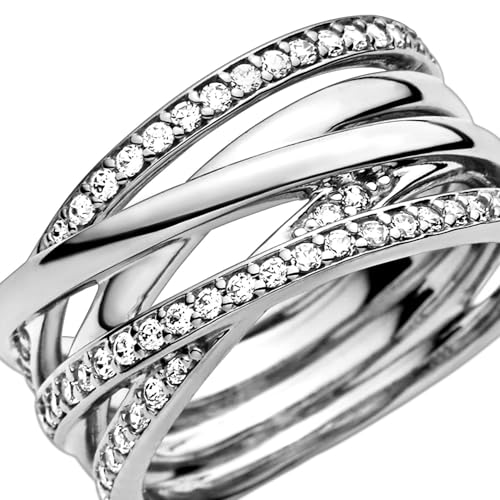 Pandora Silver Sparkling & Polished Lines Ring - 4