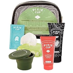 Pixie Cup Menstrual Cup Cleaner Kit – Sterilizer Wash, Public Restroom Carry Cup, 20 Wipes, Stain Remover Sample & Lube for Easy Insertion for Period Cups – All Cup Owners Need – Travel Size Kit
