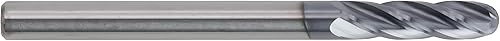 Miniatura 2 de 10 piezas de fresas de carburo sólido, nariz esférica, revestimiento de TiAlN, 18" diámetro de corte, 12" LoC, 1-12" OAL, 4 flautas, corte central