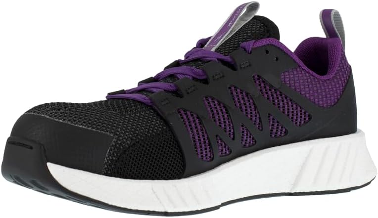Reebok Work RB315 Women's Fusion Flexweave™ Work Safety Toe, Black and Purple, 8.5 Wide
