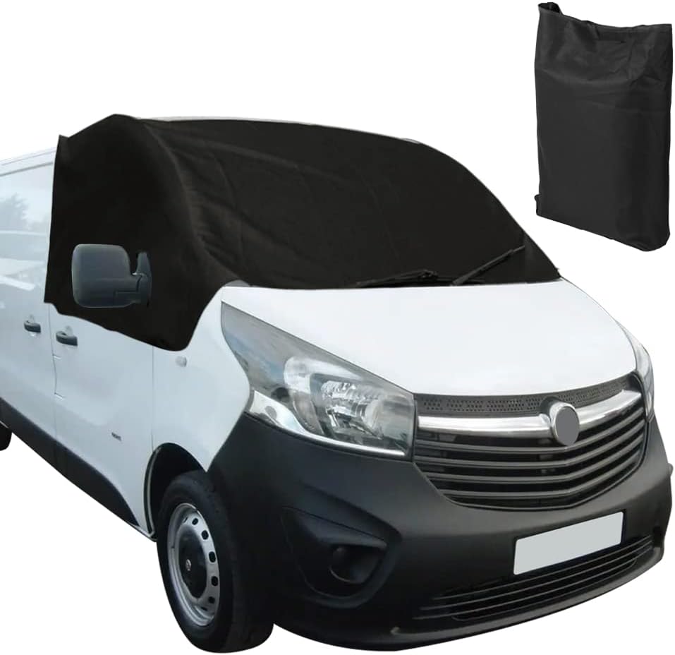 Front Windscreen Wrap Cover Replacement for Vauxhall Vivaro 2014-2019, Luxury Front Screen Window Sunshades Weatherproof Curtain Camping Cover, 100% Black Out