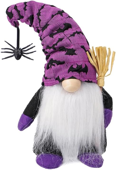 1 gnomo de Halloween, decoración de felpa, bruja escandinava Tomte Nisse, decoración de mesa sueca de Halloween, gnomos de otoño para fiesta de