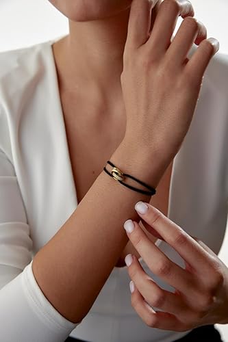 Miniatura 5 de TRINITY BRACELET - LIMITED EDITION DIAMOND SERIES (18K Gold Filled - Sterling Silver) Designer, high end CORD BRACELET. (GOLD-BLACK)