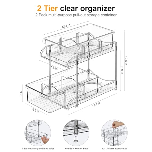 Mhha CABINET ORGANIZER 2 Tier Clear Under Sink Organizers And Storage Medicine Cabinet Organizer thumb #2
