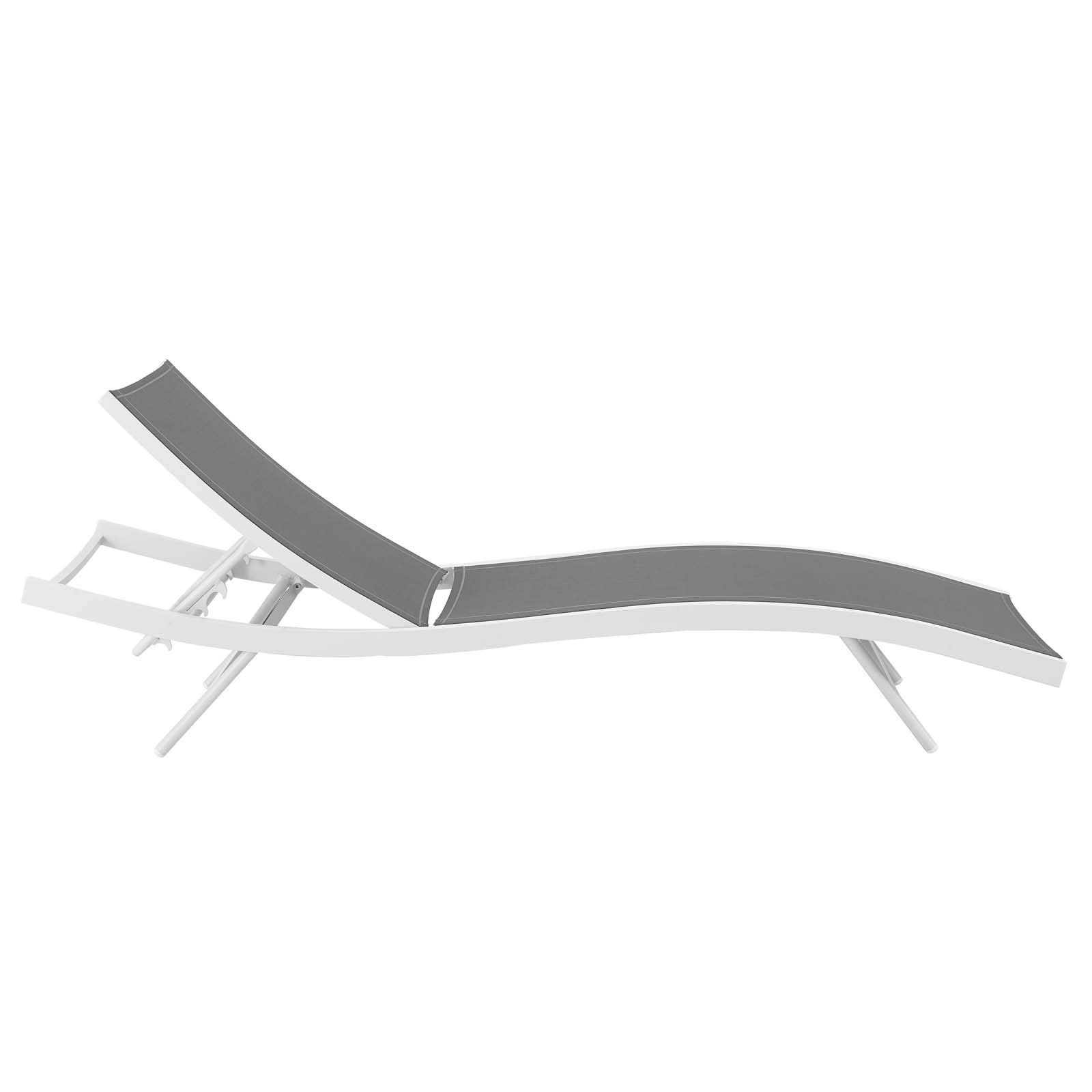 Glimpse Silla de malla de aluminio para patio al aire libre, junto a la piscina, tumbona en blanco y gris 2