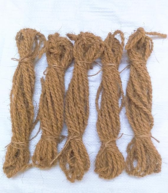 Image of Natural Coir Rope for Gardening, Tying, Handicraft, Climber Plants, Set of 5, Beige, 5 Meter, Large