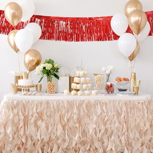 Image of 5 Pack 10 Feet Red Foil Fringe Garland Metallic Tinsel Streamers Backdrop Banner for Parade Floats Birthday Party Decorations Halloween Christmas Decoration