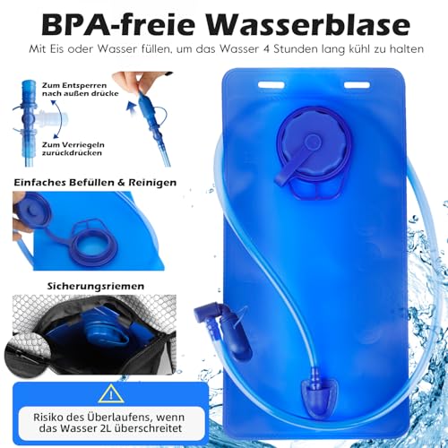 Sac à dos d'hydratation randonnée course et cyclisme avec eau 2L - 2