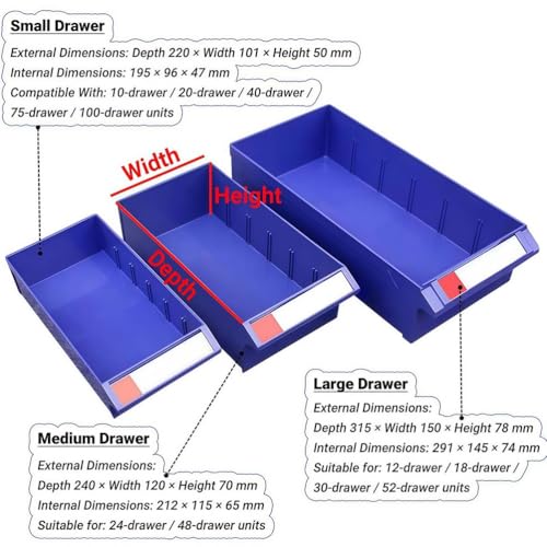 Organizzatore di parti - Armadio in acciaio inox con cassetti ed etichette per l'organizzazione di utensili e hardware